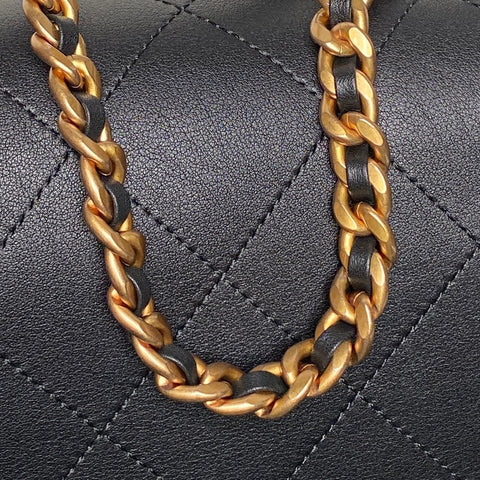 CHANEL 25S TOP HANDLE SHOULDER BAG 37 IN BLACK CALFSKIN WITH GOLD HARDWARE