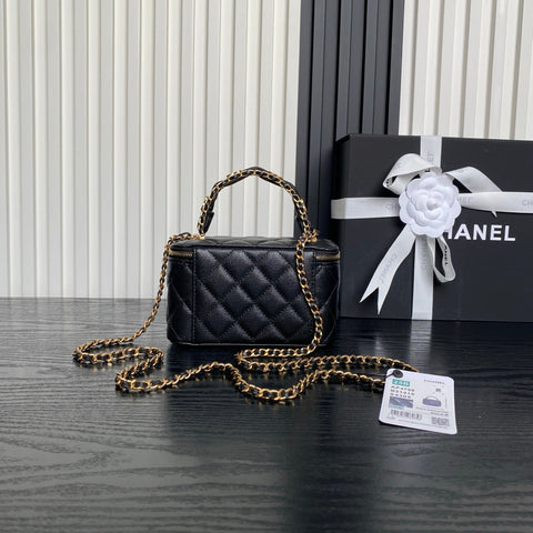 CHANEL 25S VANITY CASE BAG 19 IN BLACK CALFSKIN GOLD HARDWARE