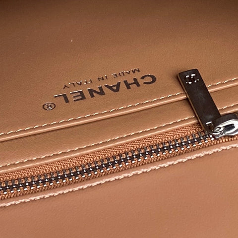 CHANEL 25S FLAP BAG 23 IN DARK CARAMEL CALFSKIN SILVER HARDWARE