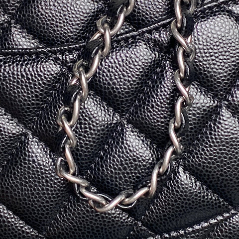 CHANEL 25S FLAP BAG 19 IN BLACK CALFSKIN SILVER HARDWARE