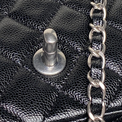 CHANEL 25S FLAP BAG 19 IN BLACK CALFSKIN SILVER HARDWARE