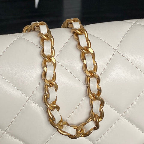 CHANEL 25S CHAIN WALLET 19 IN IVORY LAMBSKIN GOLD HARDWARE