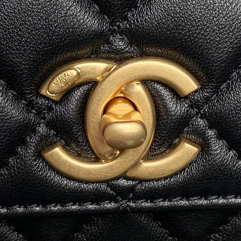 CHANEL 25S CHAIN WALLET 19 IN BLACK LAMBSKIN GOLD HARDWARE