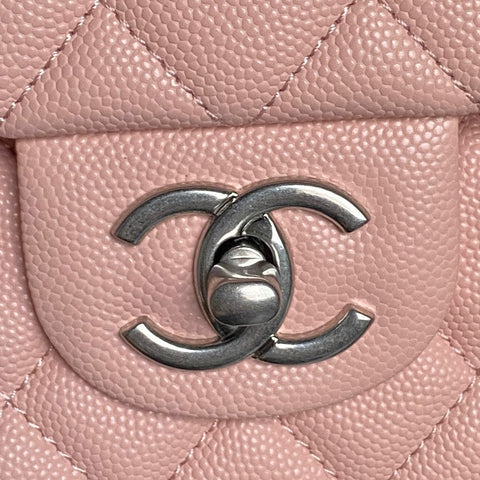 CHANEL 25S FLAP BAG 22 IN PINK CALFSKIN SILVER HARDWARE
