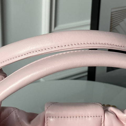 CHANEL 25S BOW BAG 38 IN PINK LAMBSKIN WITH GOLD HARDWARE