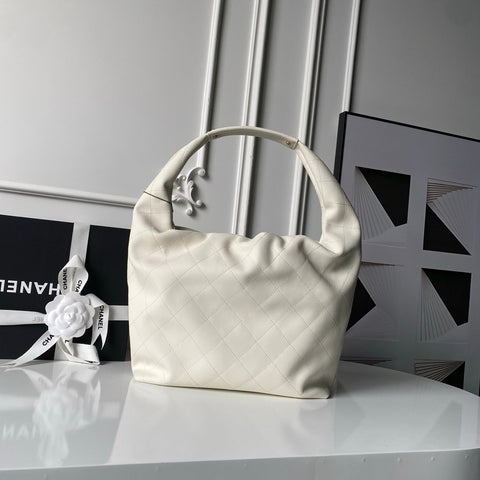 CHANEL 25S HOBO BAG 45 IN CREAM WHITE LAMBSKIN