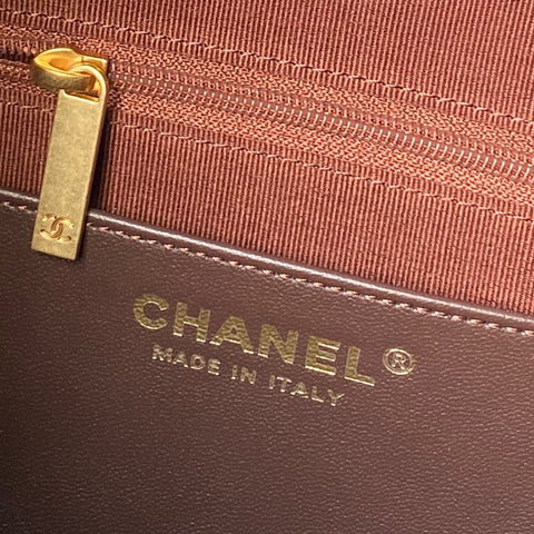 CHANEL 25S HOBO BAG 31 IN DARK BROWN SUEDE WITH GOLD HARDWARE