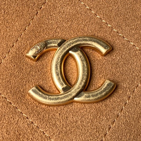 CHANEL 25S HOBO BAG 31 IN CARAMEL BROWN SUEDE WITH GOLD HARDWARE