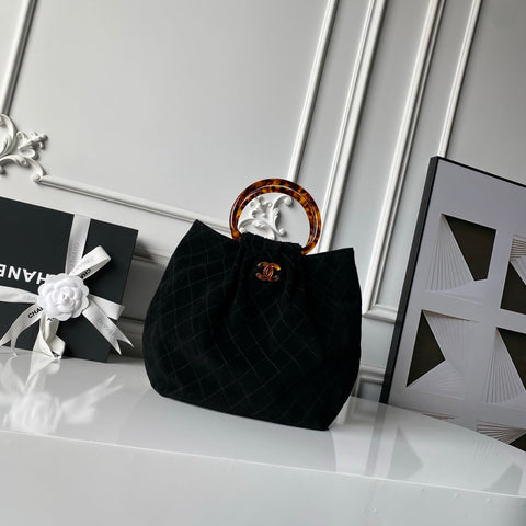 CHANEL 26S HAND BAG 32 IN BLACK SUEDE