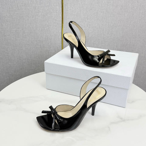 DIOR 26S HIGH-HEEL BACK-STRAP SHOES IN BLACK CALFSKIN