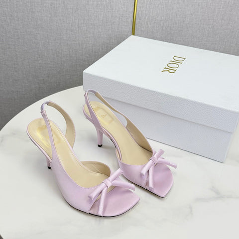 DIOR 26S HIGH-HEEL BACK-STRAP SHOES IN PALE DUSTY PINK SATIN