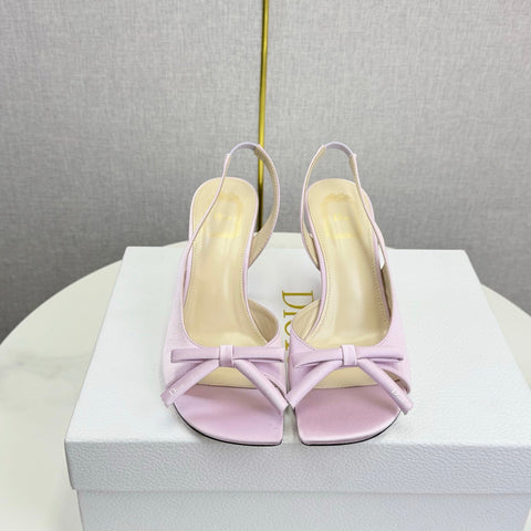 DIOR 26S HIGH-HEEL BACK-STRAP SHOES IN PALE DUSTY PINK SATIN