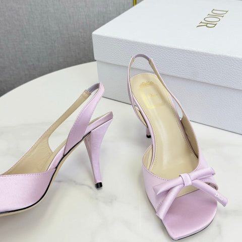 DIOR 26S HIGH-HEEL BACK-STRAP SHOES IN PALE DUSTY PINK SATIN
