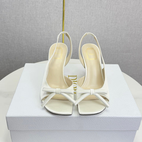 DIOR 26S HIGH-HEEL BACK-STRAP SHOES IN WHITE SATIN