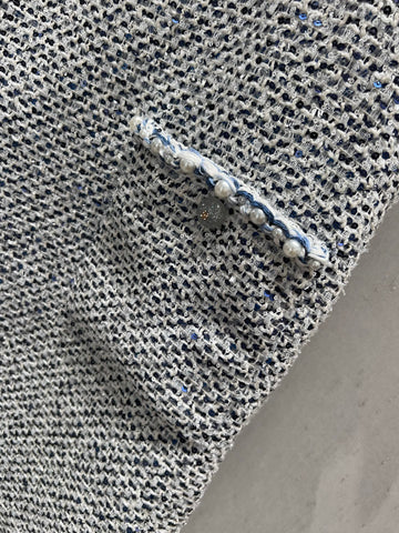 CC 25 Tweed Dress Gray Blue Woven Fabric