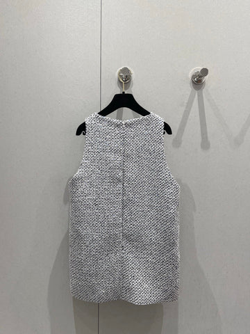 CC 25 Tweed Dress Gray Blue Woven Fabric