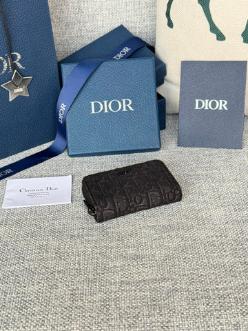 ZIPPED MINI WALLET 10 IN BLACK MONOGRAM OBLIQUE JACQUARD