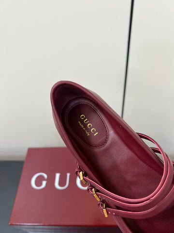 GG MARY JANE 25S IN RED LAMBSKIN WITH GOLD HARDWARE