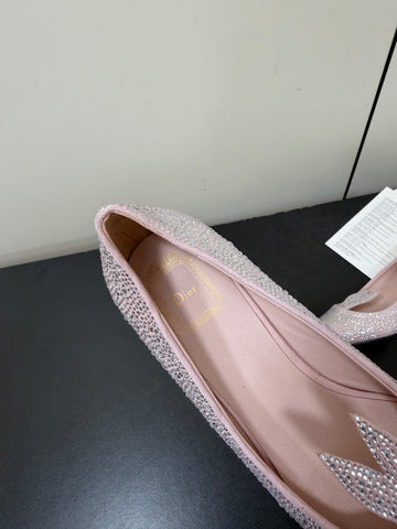 DIOR 26S POINTED-TOE HIGH HEELS 35MM IN PINK SUEDE CRYSTAL