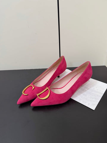 DIOR 26S POINTED-TOE HIGH HEELS 35MM IN RASPBERRY RED SUEDE GOLD HARDWARE