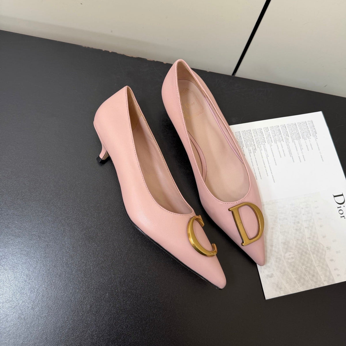 DIOR 26S POINTED-TOE HIGH HEELS 35MM IN PINK CALFSKIN GOLD HARDWARE