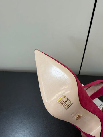 DIOR 26S POINTED-TOE HIGH HEELS 70MM IN RASPBERRY RED SUEDE GOLD HARDWARE