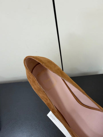 DIOR 26S POINTED-TOE HIGH HEELS 70MM IN TAN BROWN SUEDE GOLD HARDWARE