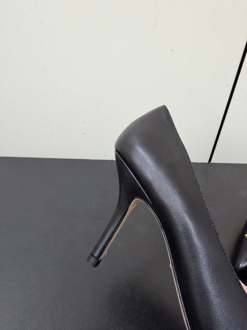 DIOR 26S POINTED-TOE HIGH HEELS 70MM IN BLACK CALFSKIN GOLD HARDWARE