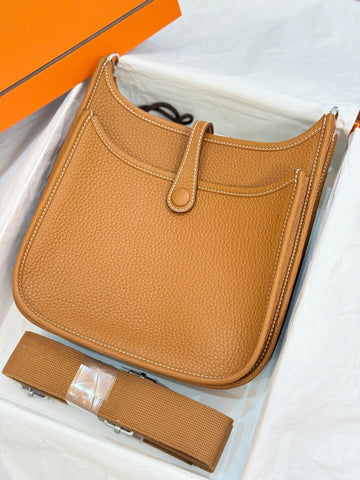 HM 26S EVELYNE BAG 23MM IN ORANGE BROWN GRAINED CALFSKIN