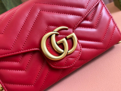 MARMONT SMALL SHOULDER BAG 20 IN RED LAMBSKIN GOLD HARDWARE