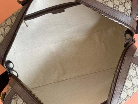 SAVOY MEDIUM DUFFLE BAG 44 IN BEIGE AND EBONY GG SUPREME CANVAS