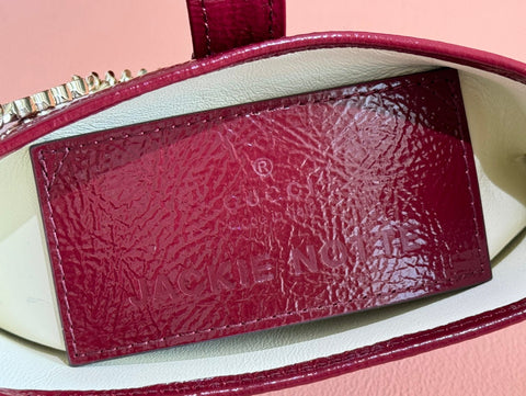JACKIE NOTTE MINI BAG 19 IN RED WINE CRACKED LACQUER CALFSKIN GOLD HARDWARE