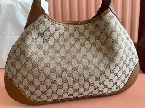 B MEDIUM SHOULDER BAG 42 IN BEIGE AND DARK BROWN GG CANVAS