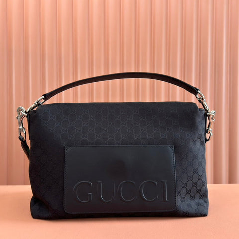 LARGE CROSSBODY BAG 36 IN BLACK CANVAS