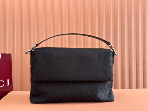 LARGE CROSSBODY BAG 36 IN BLACK CANVAS