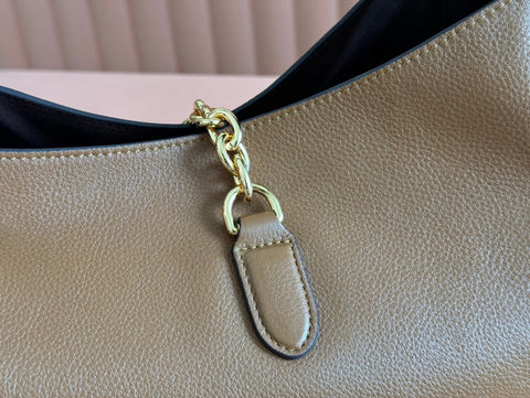 SOFTBIT MAXI SHOULDER BAG 46 IN BROWN GRAINY LAMBSKIN