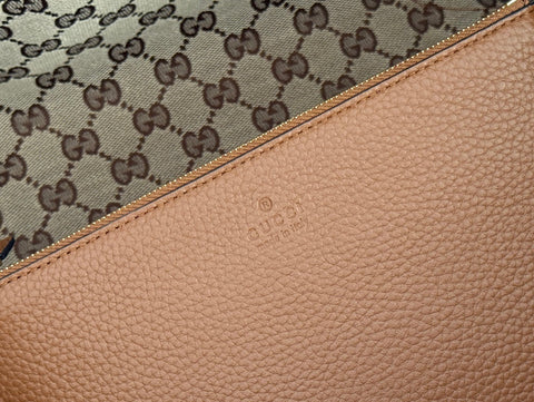 MEDIUM TOTISSIMA REVERSIBLE TOTE BAG 30 IN BROWN CALFSKIN BEIGE AND BROWN GG CANVAS ON SIDE