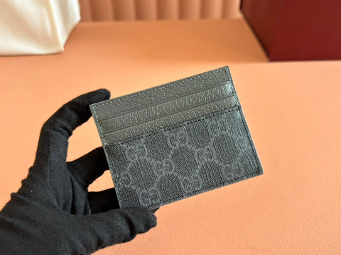 GG CARD CASE 10 IN GREY GG CALFSKIN