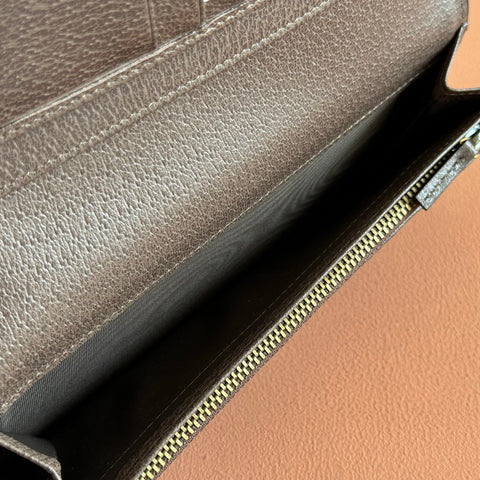 OPHIDIA CARD CASE 19 IN BEIGE BROWN COATED FABRIC AND CALFSKIN