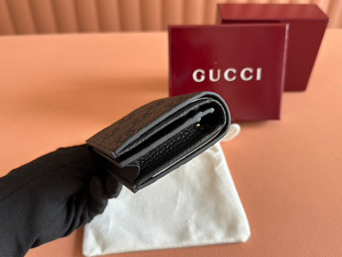 EMBLEM MINI WALLET 11 IN BLACK GG GRAINY CALFSKIN