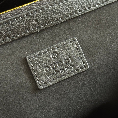 GUCCI 26S TOTE BAG 38 IN BLACK CALFSKIN WITH MONOGRAM PATTERN