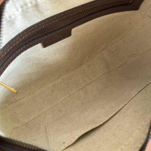 GG OPHIDIA SMALL CROSSBODY BAG 24 IN BEIGE CANVAS AND BROWN CALFSKIN
