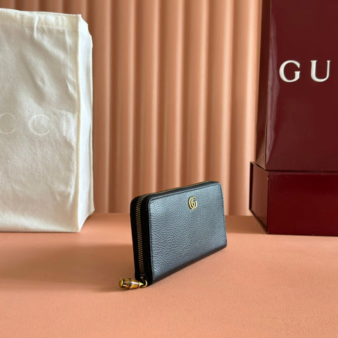 GG 25S MARMONT WALLET 19 IN BLACK CALFSKIN GOLD HARDWARE