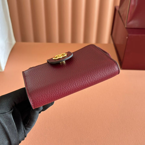 GG 25S MARMONT WALLET 13 IN RED CALFSKIN GOLD HARDWARE