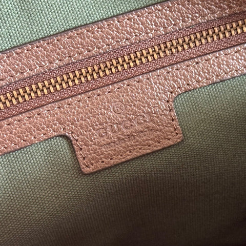 GUCCI 26S OPHIDIA CROSSBODY BAG 24 IN BROWN AND DARK BEIGE CANVAS