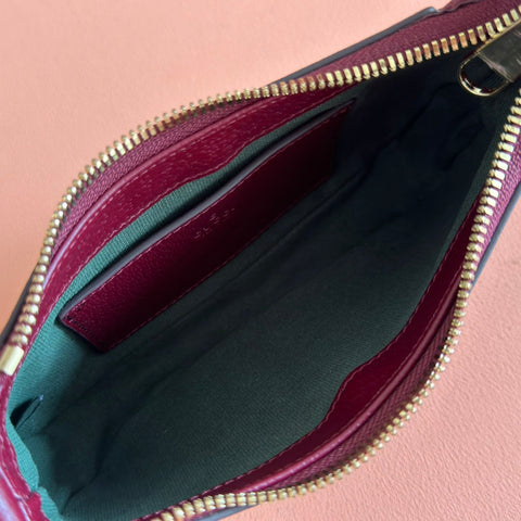 GUCCI 26S OPHIDIA BAG 20 IN DARK BEIGE AND RED CALFSKIN