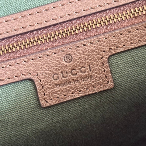 GUCCI 25S OPHIDIA SMALL BAG 28 IN BEIGE CANVAS AND BROWN CALFSKIN