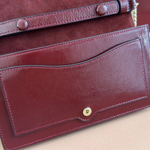 GUCCI 25S DIONYSUS WALLET ON CHAIN 20 IN ROSSO ANCORA GLOSSY CALFSKIN