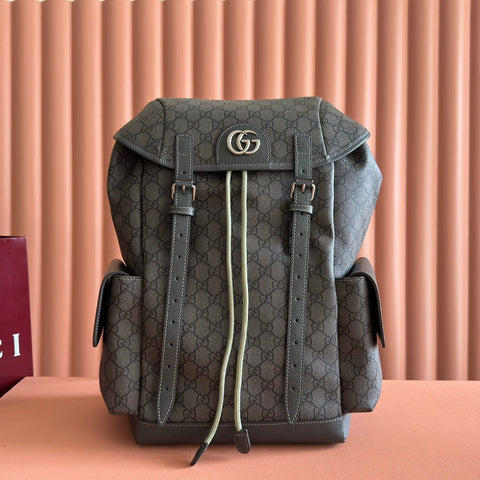 GUCCI 25S OPHIDIA MEDIUM BACKPACK 40 IN GREEN GRAY CALFSKIN