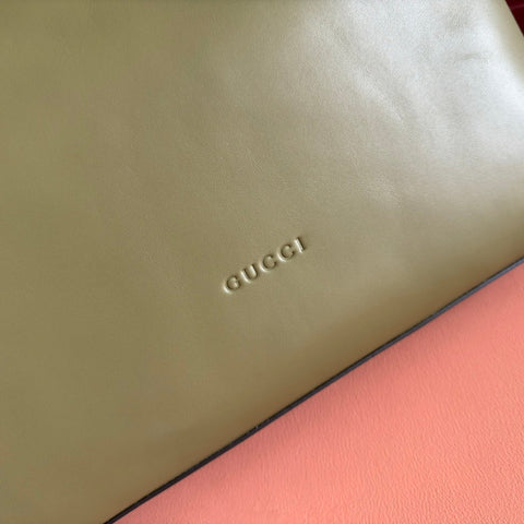 GUCCI 26S BEATRIX LARGE TOTE BAG 40 CM IN SAGE GREEN CALFSKIN